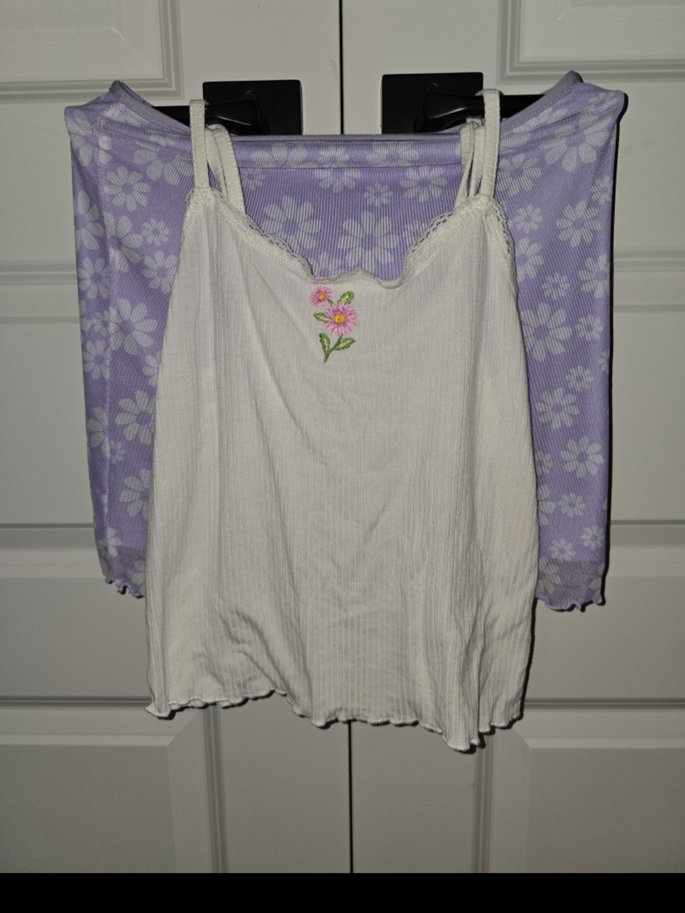 Target, Girls Size M, White Floral Embroidered Cami Top with Lilac Floral Skirt